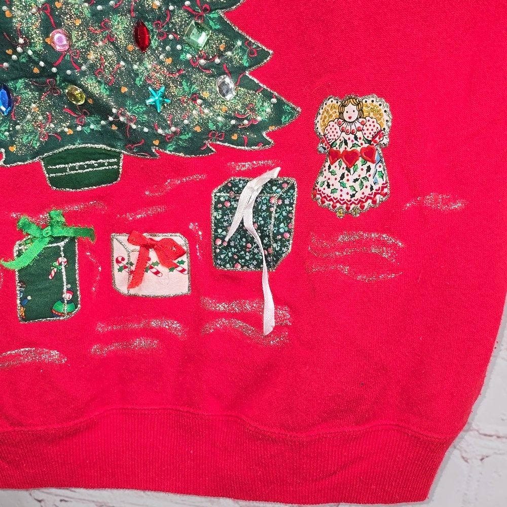 Hanes Her Way Christmas Sweatshirt Art to Wear Fashion Vintage Womens Size Large - Picture 6 of 12